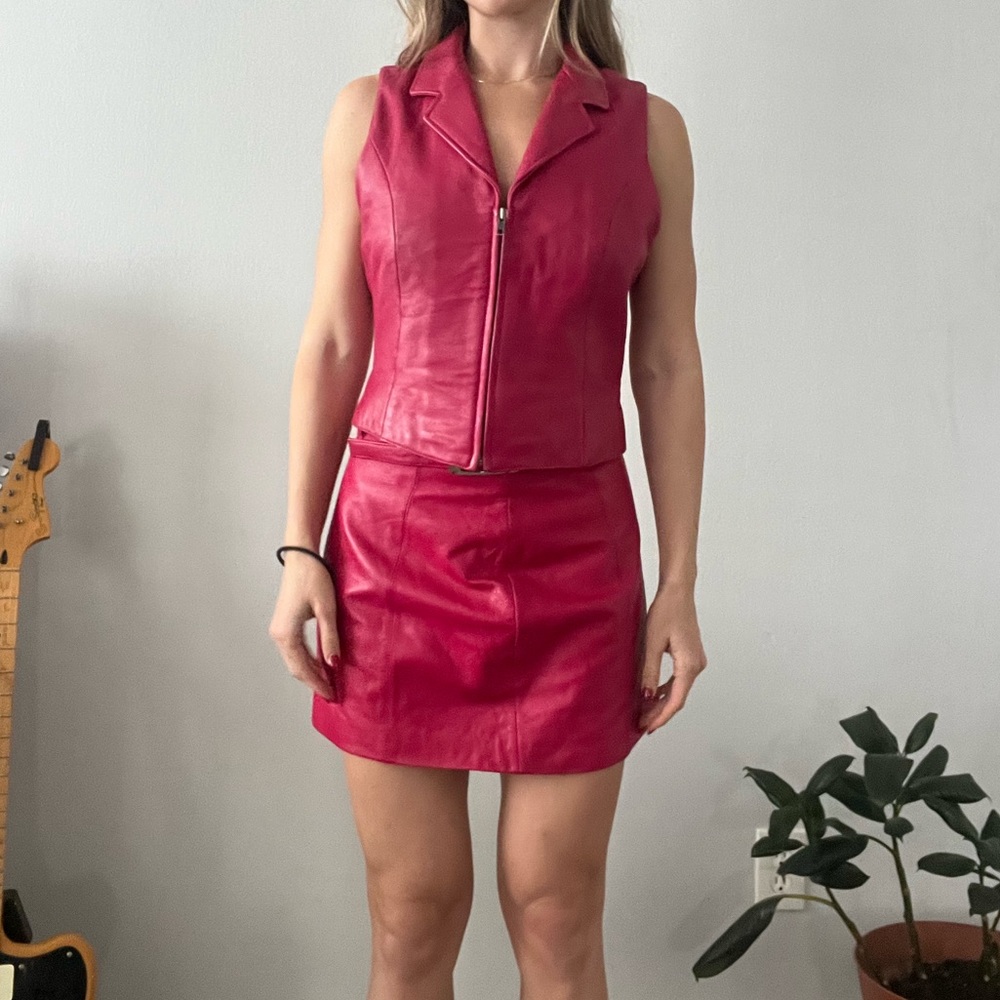 Wilson’s leather skirt and vest set